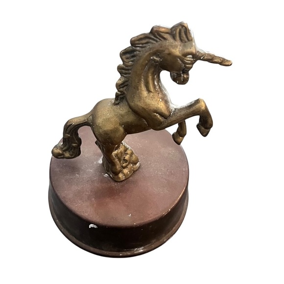 Vintage Brass Unicorn Figurine on Stand - Picture 3 of 10